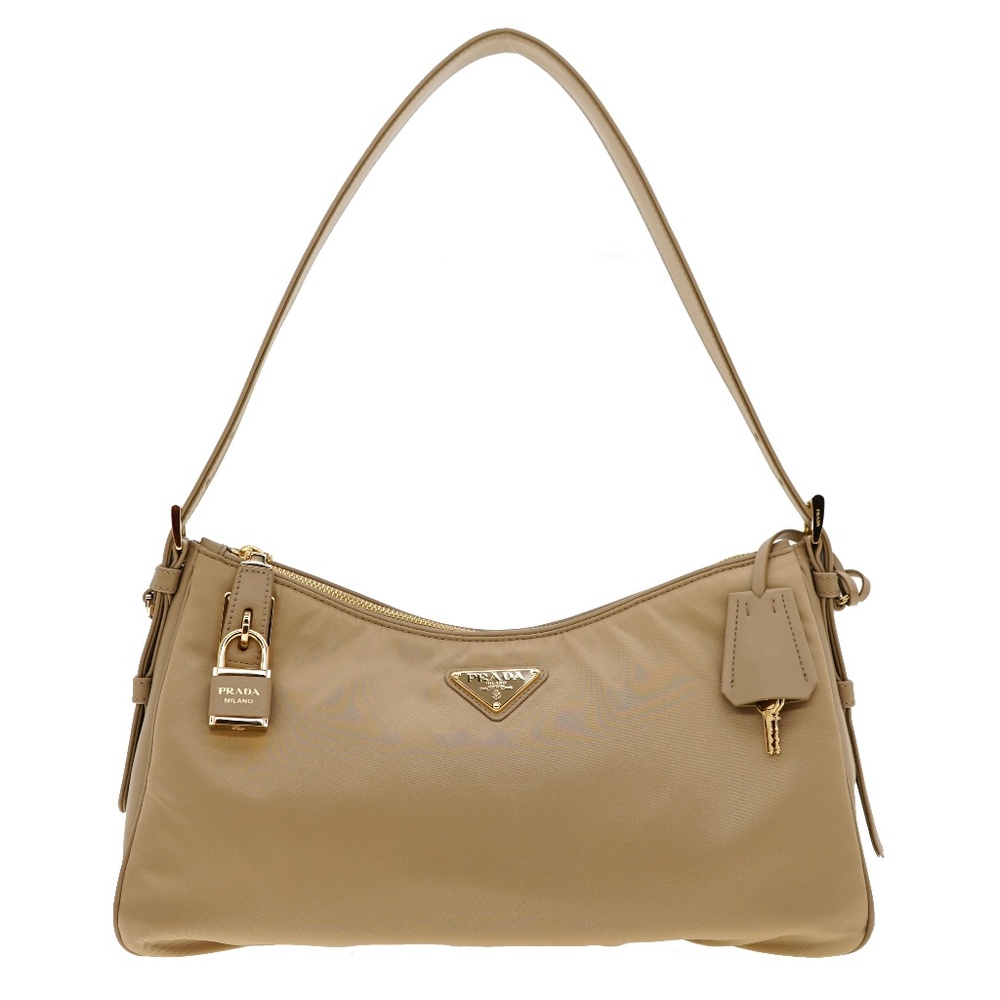 Prada Aimeé Shoulder Bag Re-Nylon And Leather With Padlock 1BC232 New - Picture 1 of 7